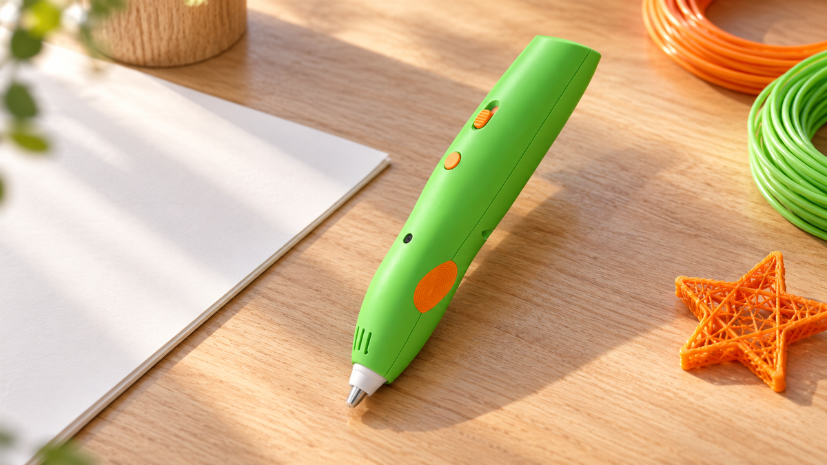 GREY Studio lifestyle | Porodo Cordless Kids 3D Printing Pen 550mAh ( Filaments Included 3 Colors ) - Green | PD-3DPPN-GN