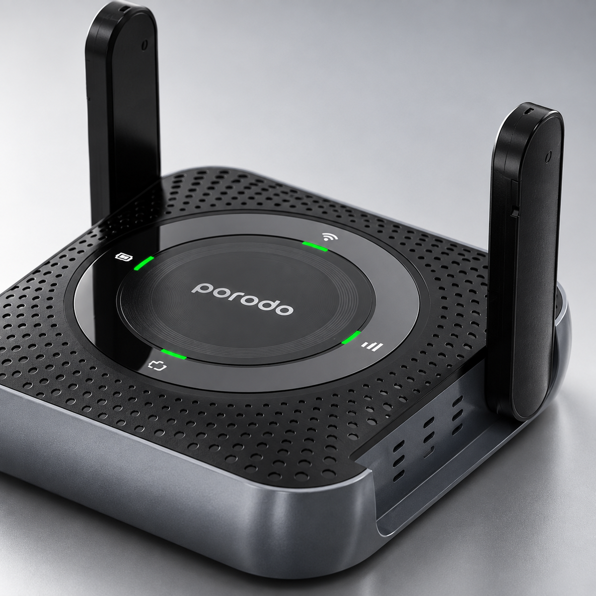 GREY Studio detail | Porodo portable CPE MiFi 3G/4G Wireless Router 4000mAh - Black/Grey | PD-4GCPMF-BKGY