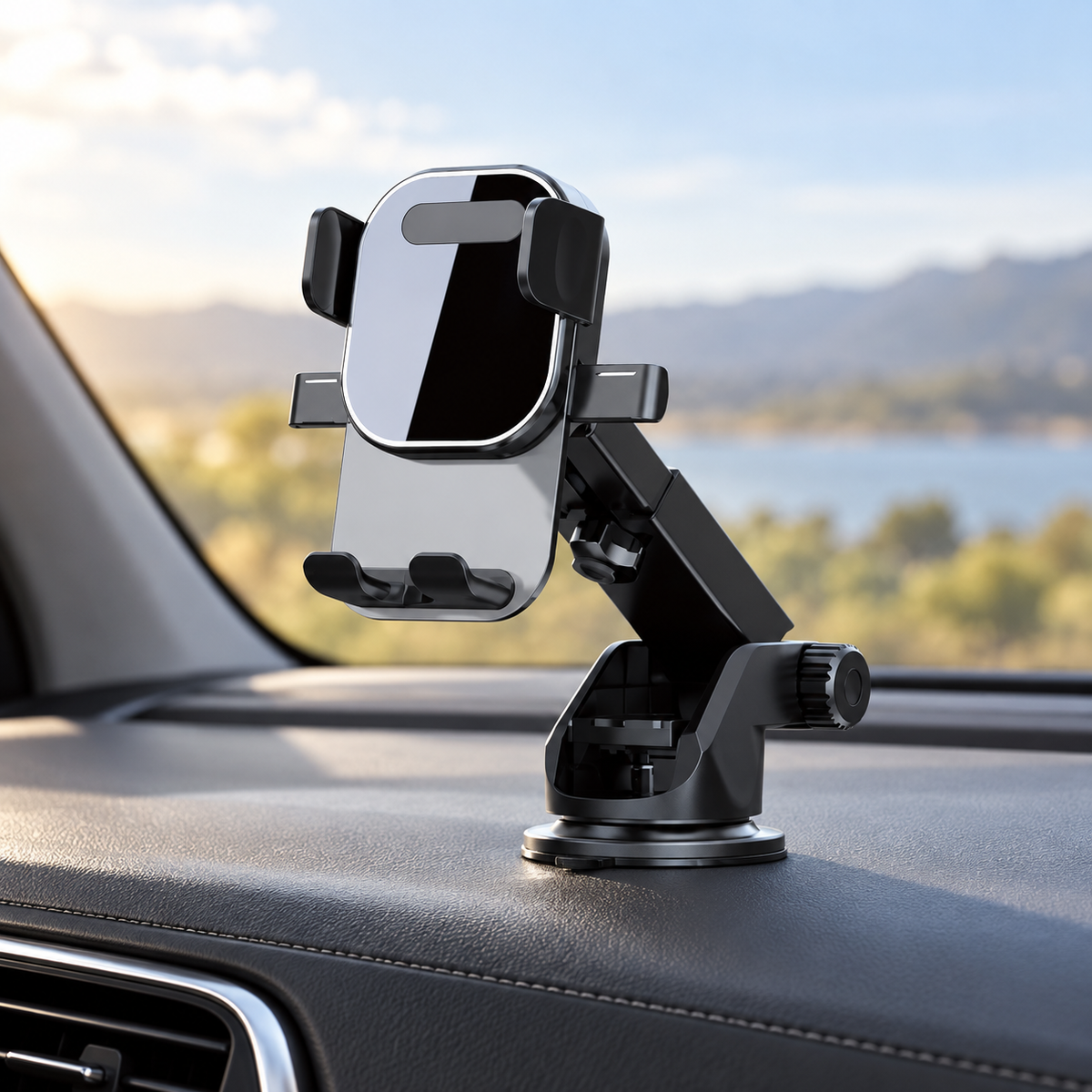 GREY Studio lifestyle | Porodo Adjustable Car Mount Black | PD-AVACRM-BK