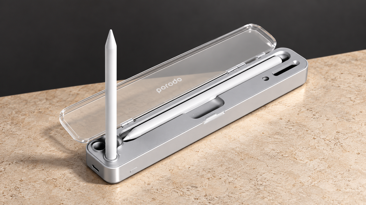 GREY Studio editorial | Porodo Wireless Charging & Storage For Pencil 1 & 2 Case | PD-CAPEN-WH