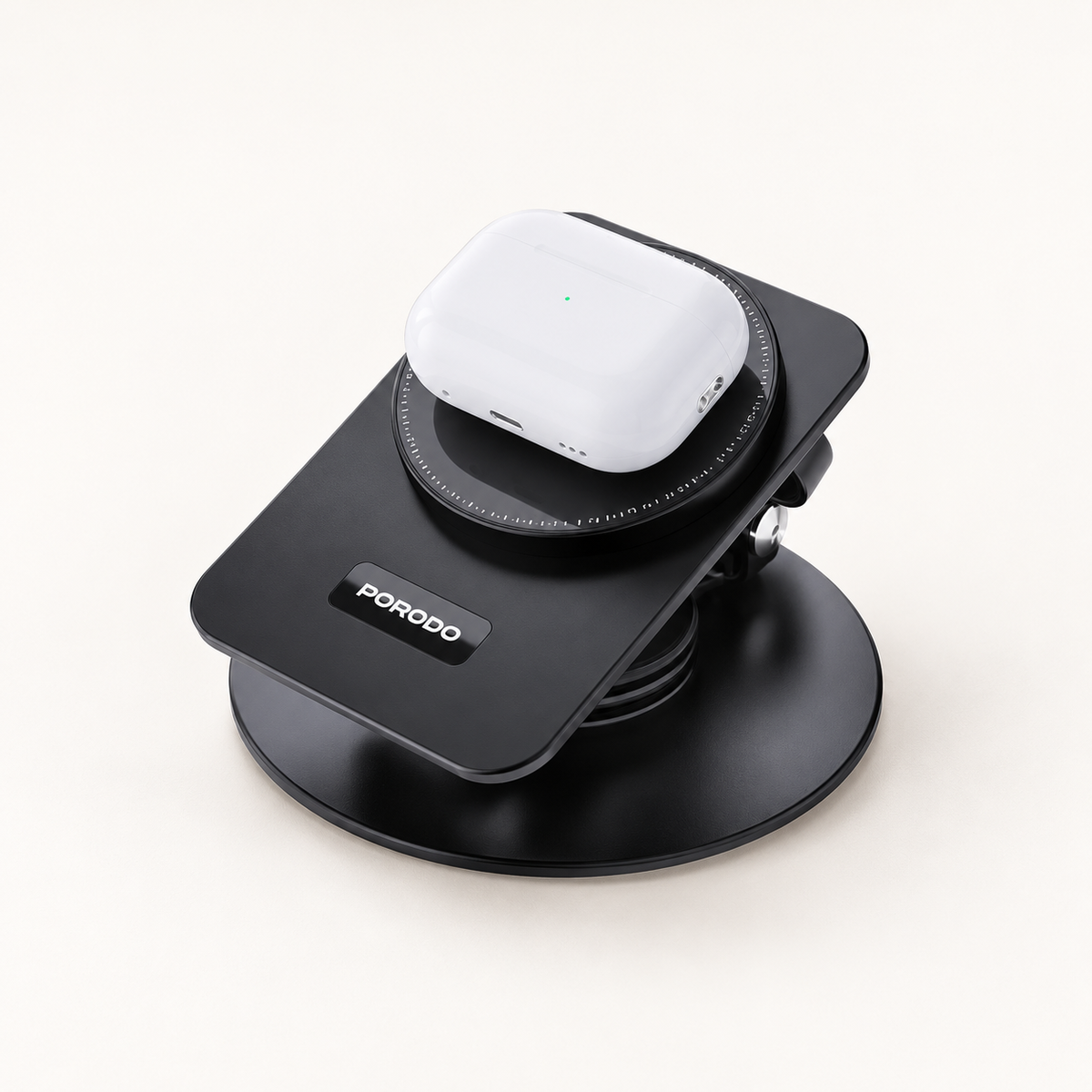 GREY Studio catalog | Porodo Wireless Charging Rotating Stand - Black | PD-FWCH035-BK