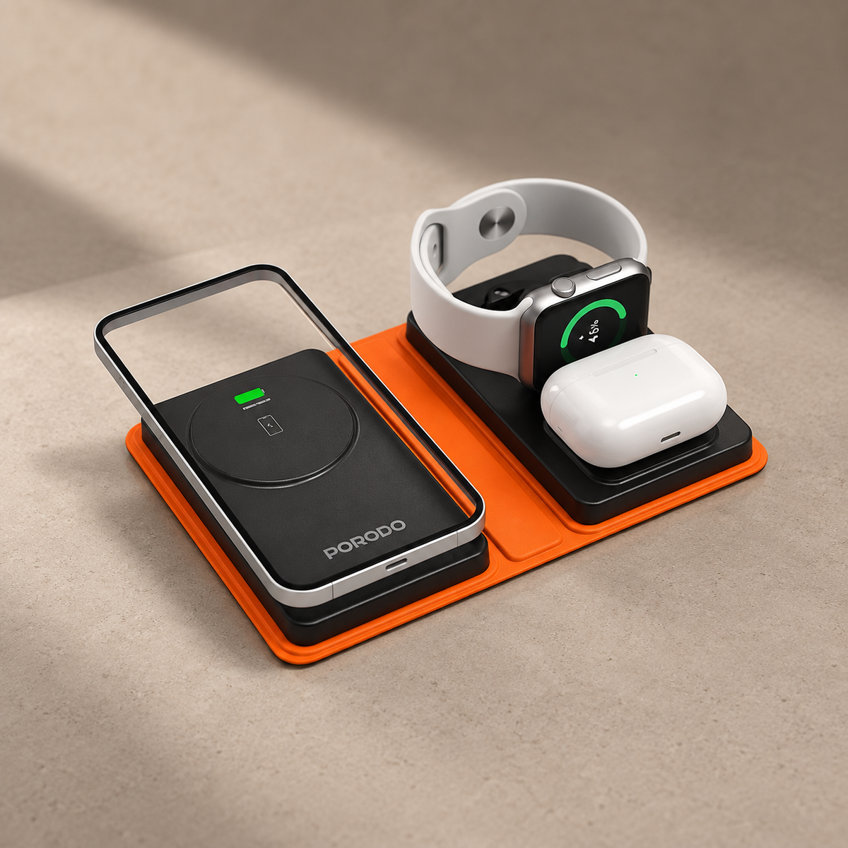 GREY Studio editorial | Porodo 8000mAh Folding 4-Device Charger | PD-FWCH051-BK