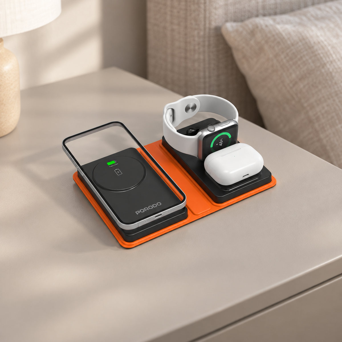GREY Studio lifestyle | Porodo 8000mAh Folding 4-Device Charger | PD-FWCH051-BK