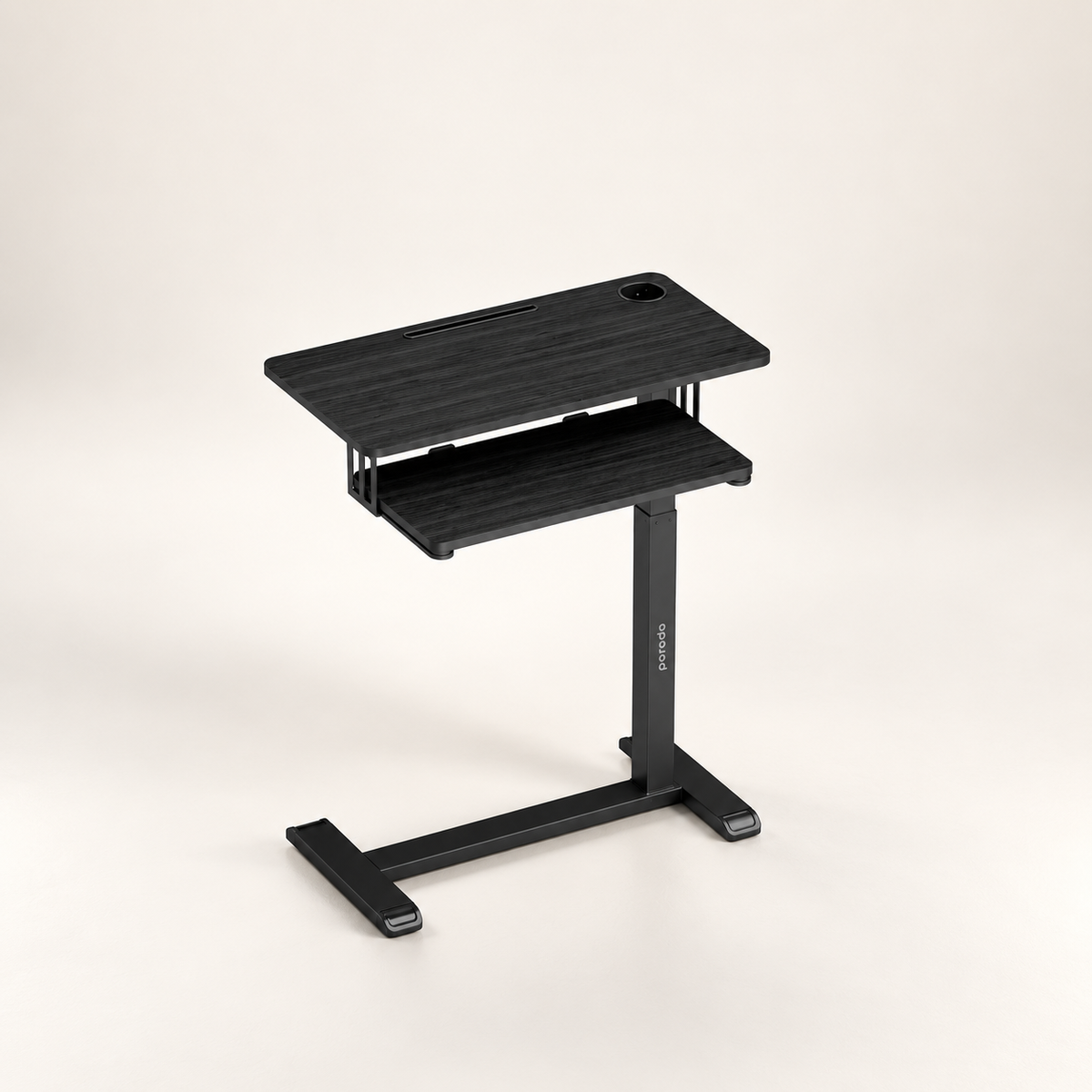 GREY Studio catalog | Porodo Height Adjustable Side Desk with Keyboard Tray - Black | PD-HASDKT-BK