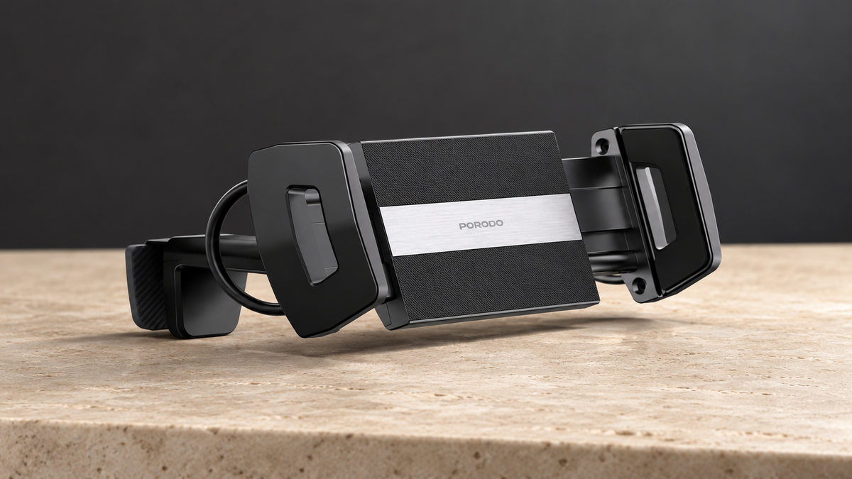 GREY Studio editorial | Porodo HS03 Universal Adjustable Tablet & Phone Mount - Black | PD-HSM03-BK