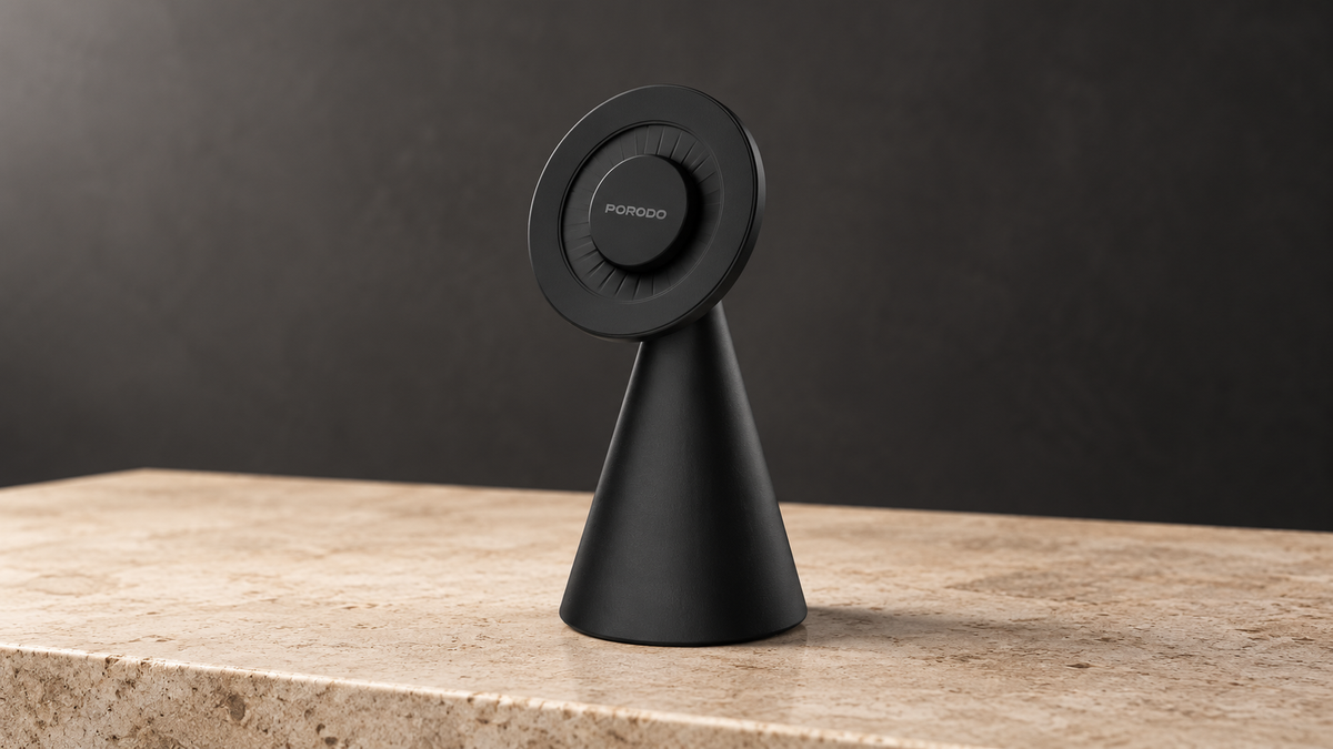 GREY Studio editorial | Porodo MagSafe Magnetic Desk Mount - Black | PD-HSM11-BK