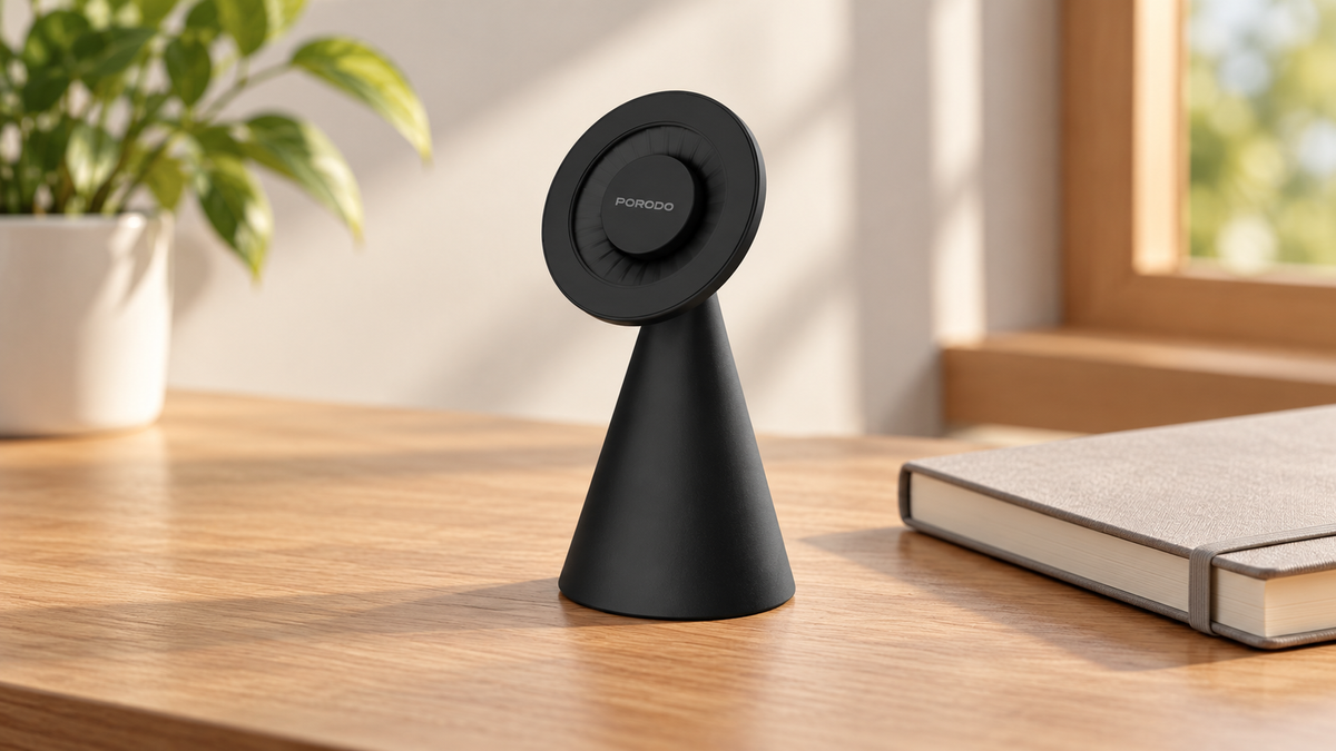 GREY Studio lifestyle | Porodo MagSafe Magnetic Desk Mount - Black | PD-HSM11-BK