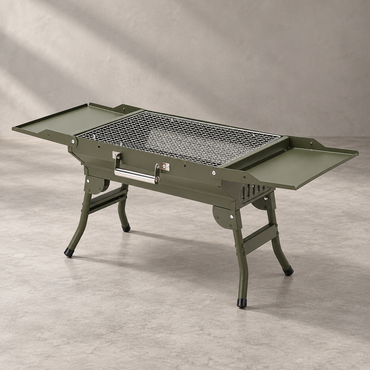 GREY Studio editorial | Porodo Lifestyle Camping Folding Charcoal Grill/Carbon Oven - Green | PD-LCFCGO-GN