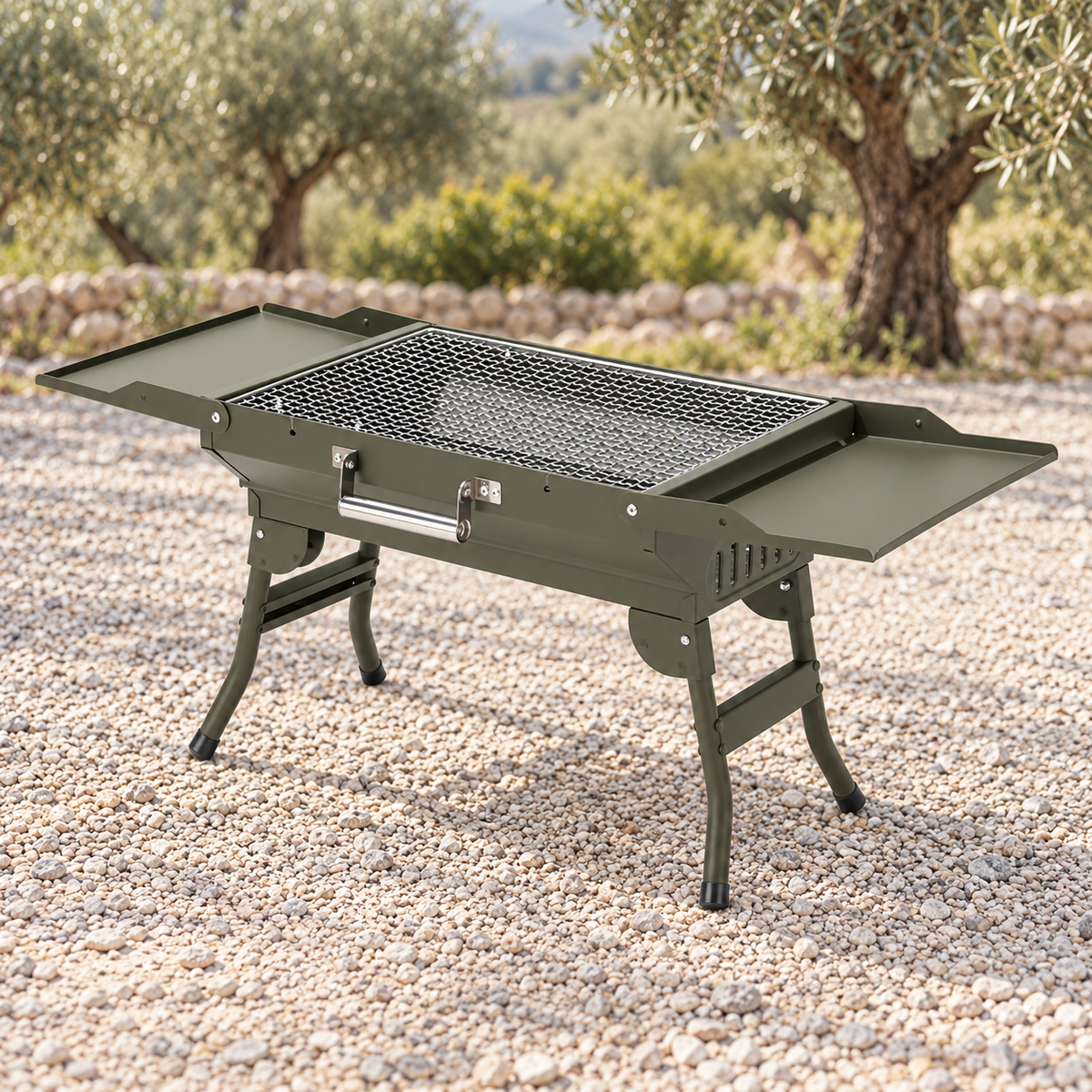 GREY Studio lifestyle | Porodo Lifestyle Camping Folding Charcoal Grill/Carbon Oven - Green | PD-LCFCGO-GN