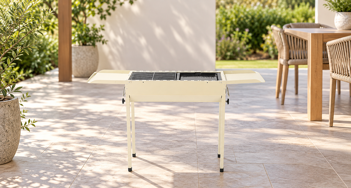 GREY Studio lifestyle | Porodo Lifestyle Camping Portable Charcoal Grill/Carbon Oven - White | PD-LCPCGO-WH