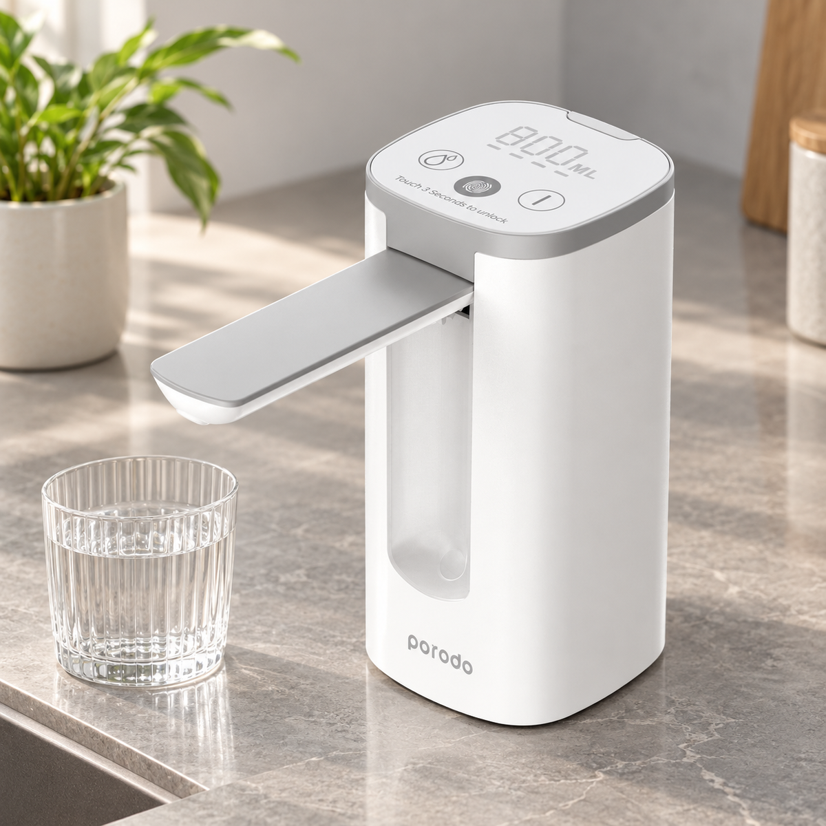 GREY Studio lifestyle | Porodo Lifestyle Mini Water Dispenser with LED Display - White | PD-LFMWDD-WH