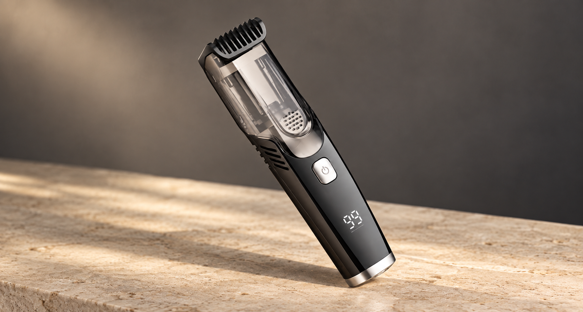 GREY Studio editorial | Porodo Lifestyle Air Suction Beard & Body Trimmer - Black | PD-LFST063-BK
