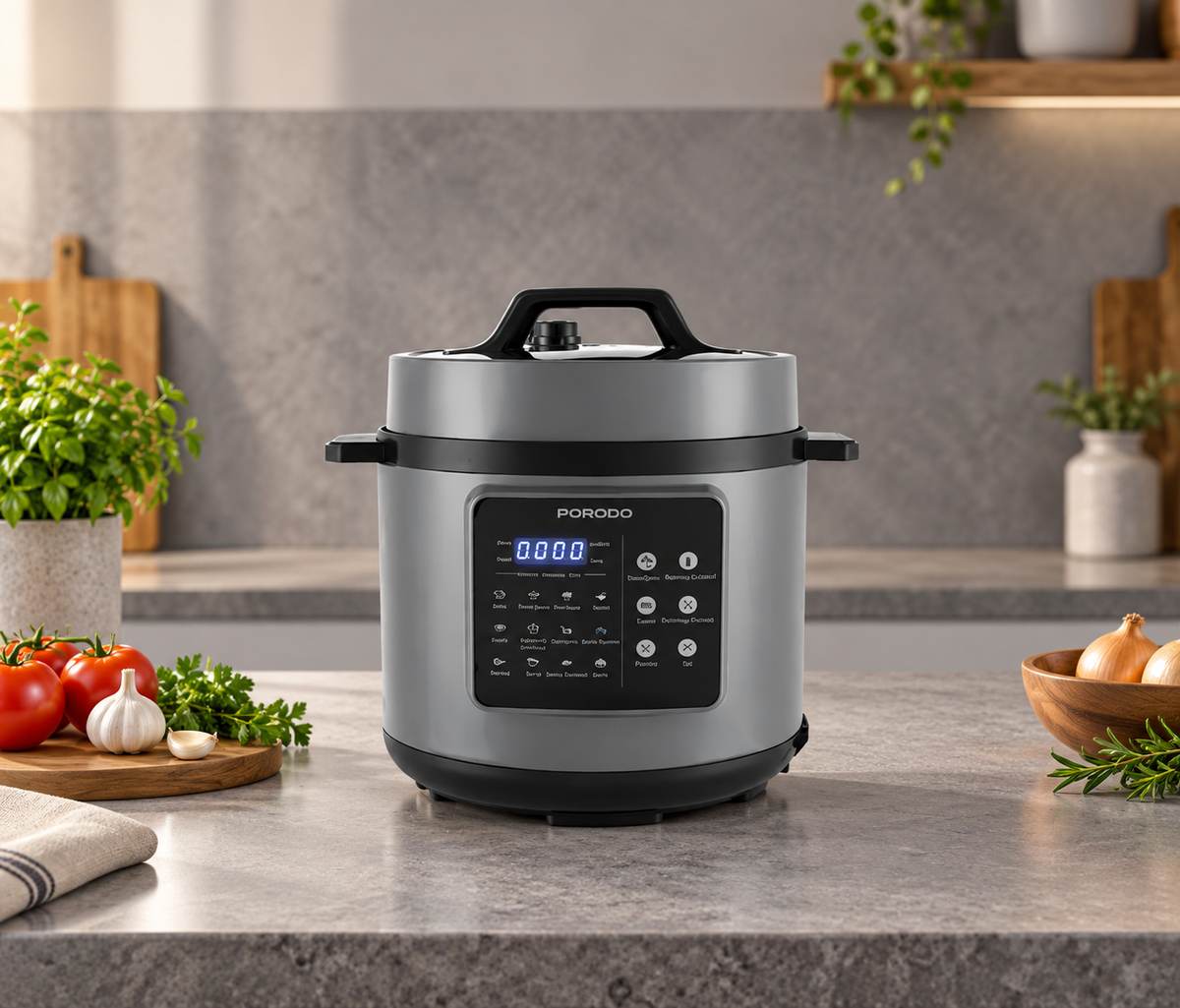GREY Studio lifestyle | Porodo Lifestyle 1300W Multi-Cuisine Pressure Cooker - Black | PD-LFST070-BK