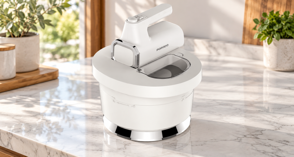 GREY Studio lifestyle | Porodo Lifestyle Spill-Proof Dual Mode Mixer - White/Silver | PD-LFST073-WHSL