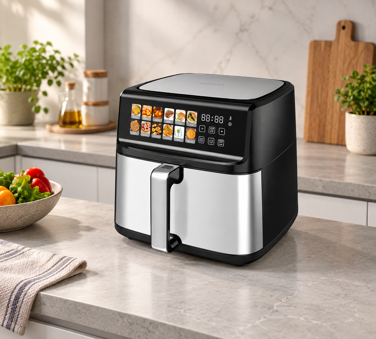 GREY Studio lifestyle | Porodo Lifestyle Large Capacity Air Fryer - Black | PD-LFST096-BK