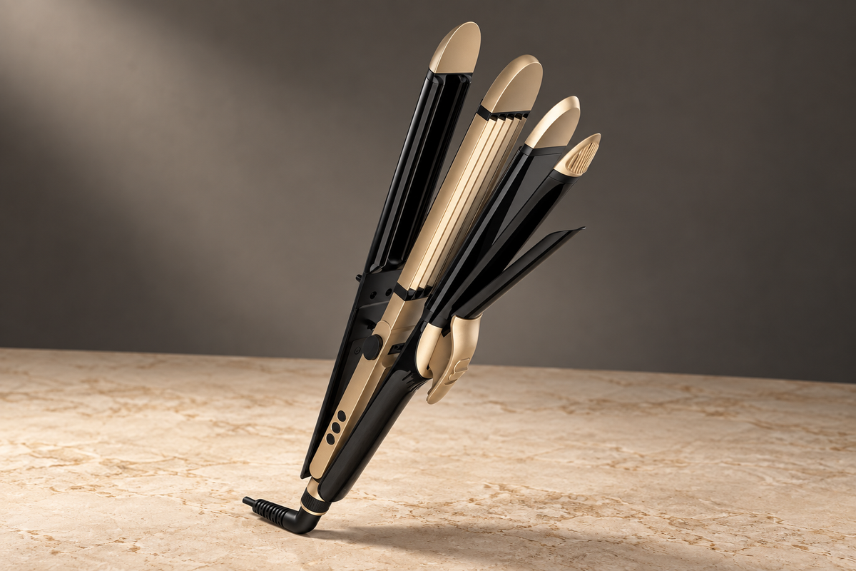 GREY Studio editorial | Porodo Lifestyle 4 Style Hair Iron - Black | PD-LFST109-BK