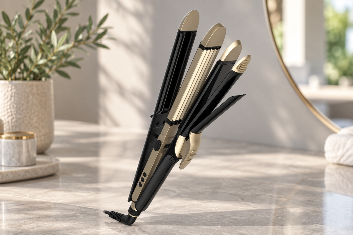 GREY Studio lifestyle | Porodo Lifestyle 4 Style Hair Iron - Black | PD-LFST109-BK
