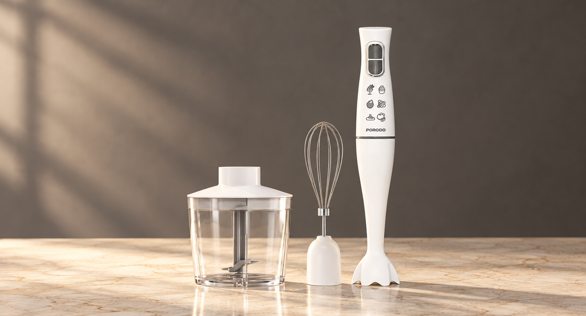 GREY Studio editorial | Porodo Lifestyle Powerful Hand Blender Food Chopper & Whisker - White | PD-LFST117-WH