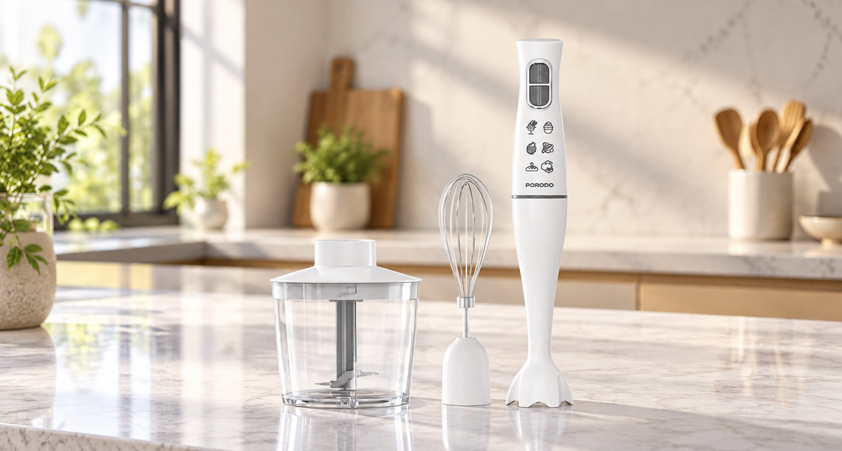 GREY Studio lifestyle | Porodo Lifestyle Powerful Hand Blender Food Chopper & Whisker - White | PD-LFST117-WH