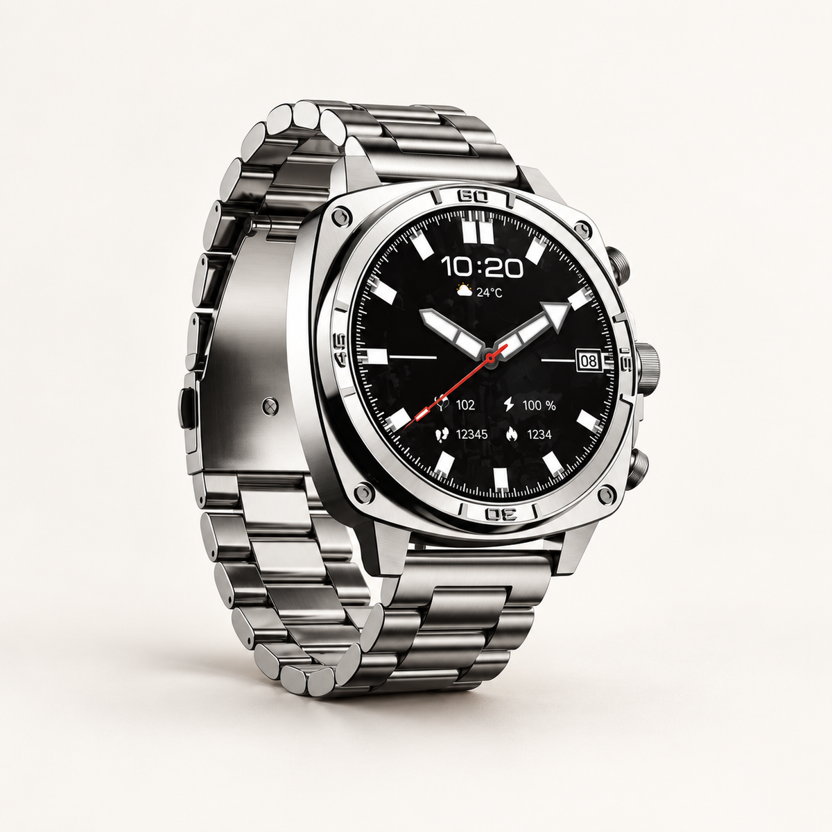 GREY Studio catalog | Porodo Chrono Steel Smart Watch - Silver | PD-LFST171-SL