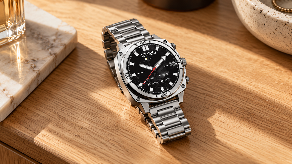GREY Studio lifestyle | Porodo Chrono Steel Smart Watch - Silver | PD-LFST171-SL