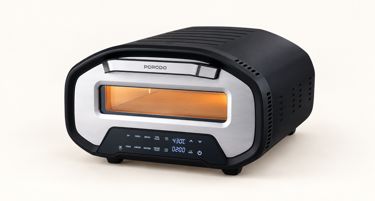 GREY Studio catalog | Porodo Lifestyle 12'' Indoor Electric Pizza Maker - Black | PD-LFST177-BK