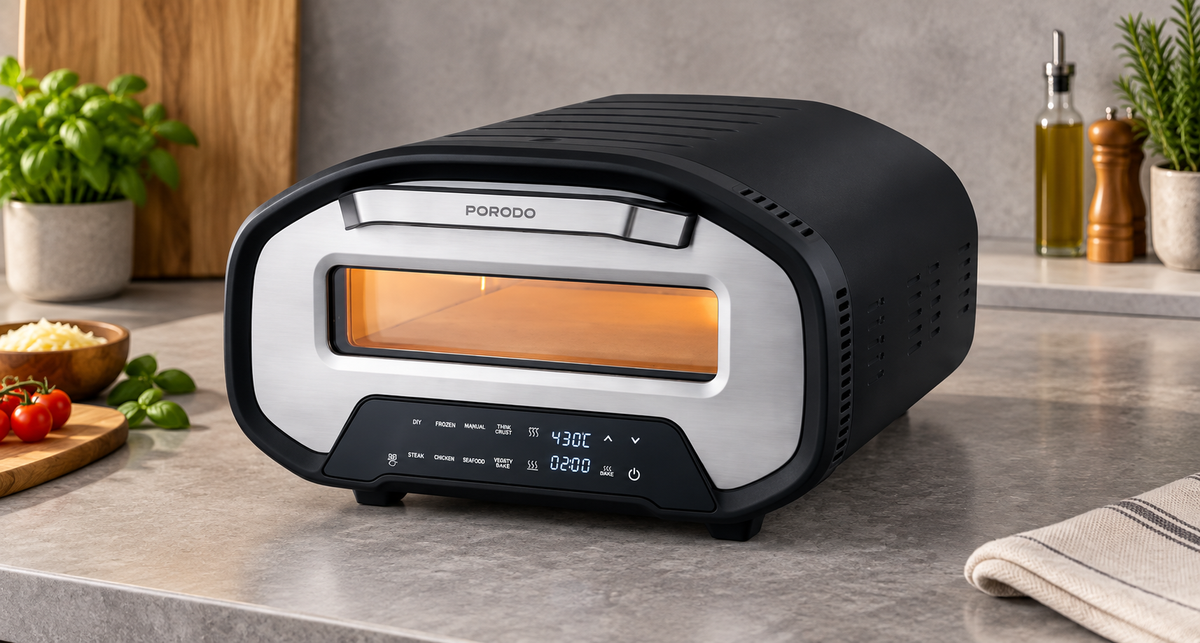 GREY Studio lifestyle | Porodo Lifestyle 12'' Indoor Electric Pizza Maker - Black | PD-LFST177-BK