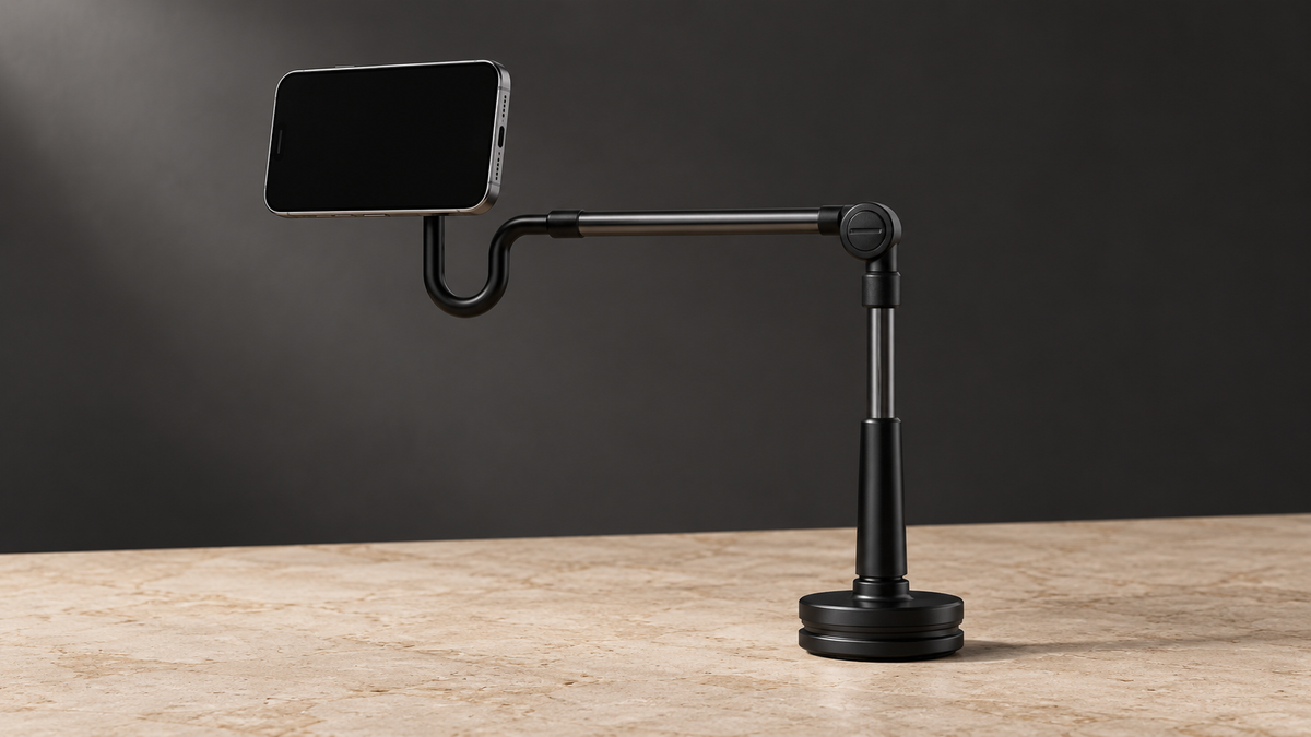 GREY Studio editorial | Porodo Lazy Man Stand with Magnetic Suction 92CM - Black | PD-LMGS92-BK