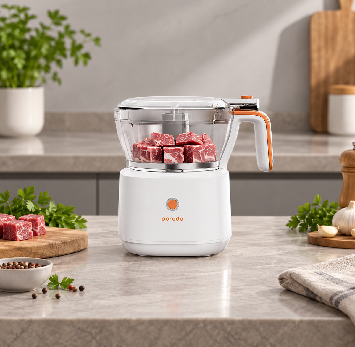 GREY Studio lifestyle | Porodo Lifestyle 88W 4in1 Mini Food Processor - White | PD-LS41FPR-WH