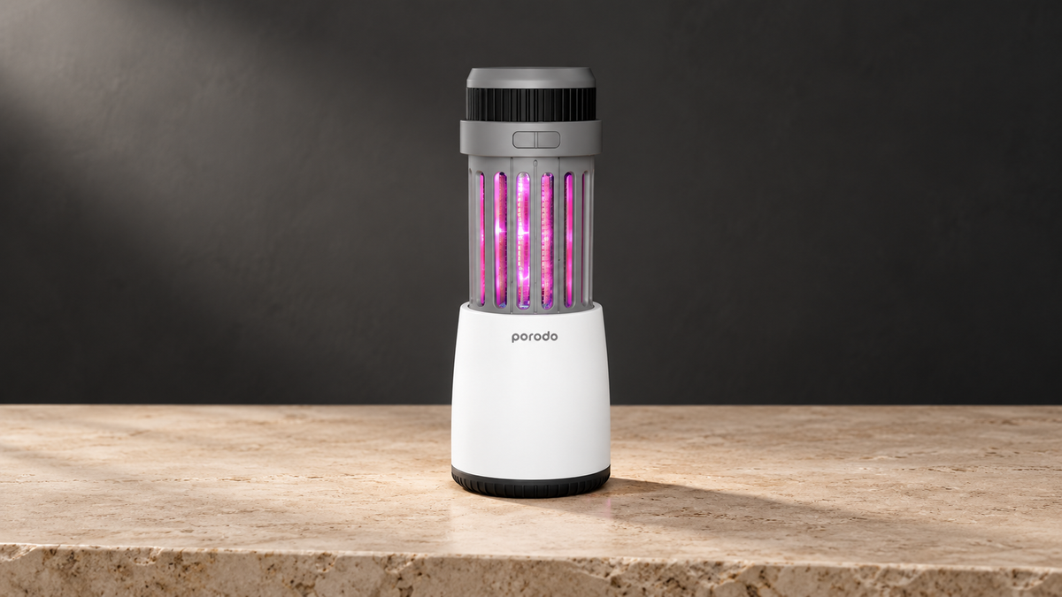 GREY Studio editorial | Porodo LifeStyle Outdoor 5W Lamp with Mosquito Zapper - Black/Grey | PD-LS5WLMZ