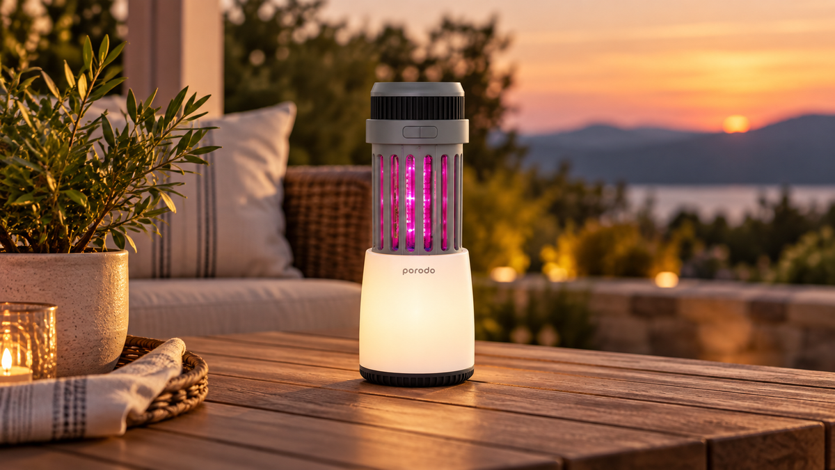 GREY Studio lifestyle | Porodo LifeStyle Outdoor 5W Lamp with Mosquito Zapper - Black/Grey | PD-LS5WLMZ