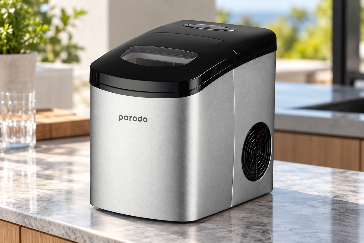 GREY Studio lifestyle | Porodo LifeStyle Ice Cube Maker Compact Portable Ice Maker - Black | PD-LSICEM-BK