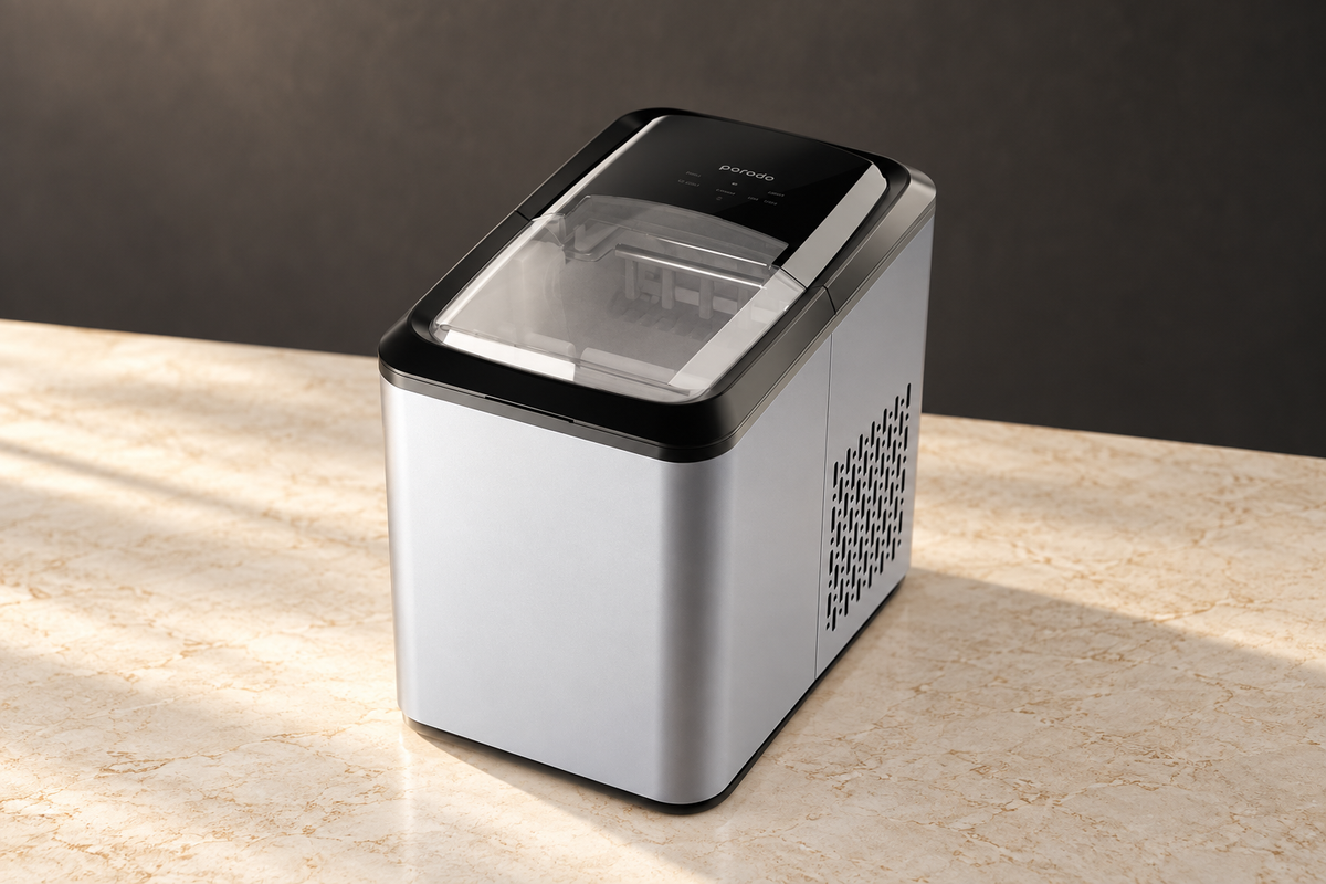 GREY Studio editorial | Porodo Lifestyle Portable Outdoor Ice Cube Machine 2.2L 12kg | PD-LSICMV2-BK