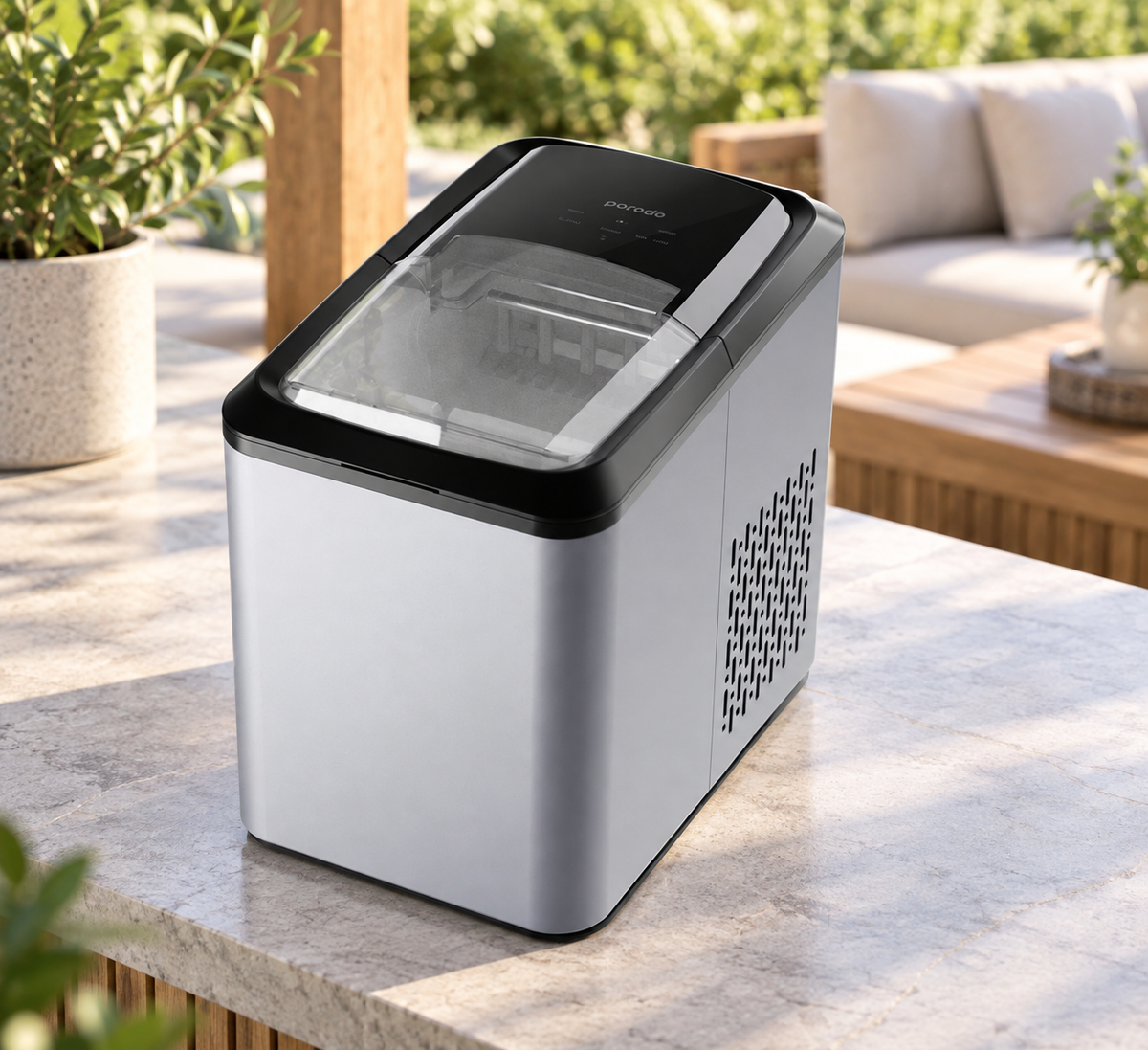 GREY Studio lifestyle | Porodo Lifestyle Portable Outdoor Ice Cube Machine 2.2L 12kg | PD-LSICMV2-BK