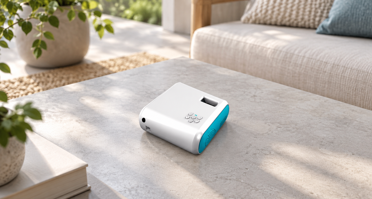 GREY Studio lifestyle | Porodo LifeStyle Mini Projector 720p - White | PD-LSMPRJ-WH