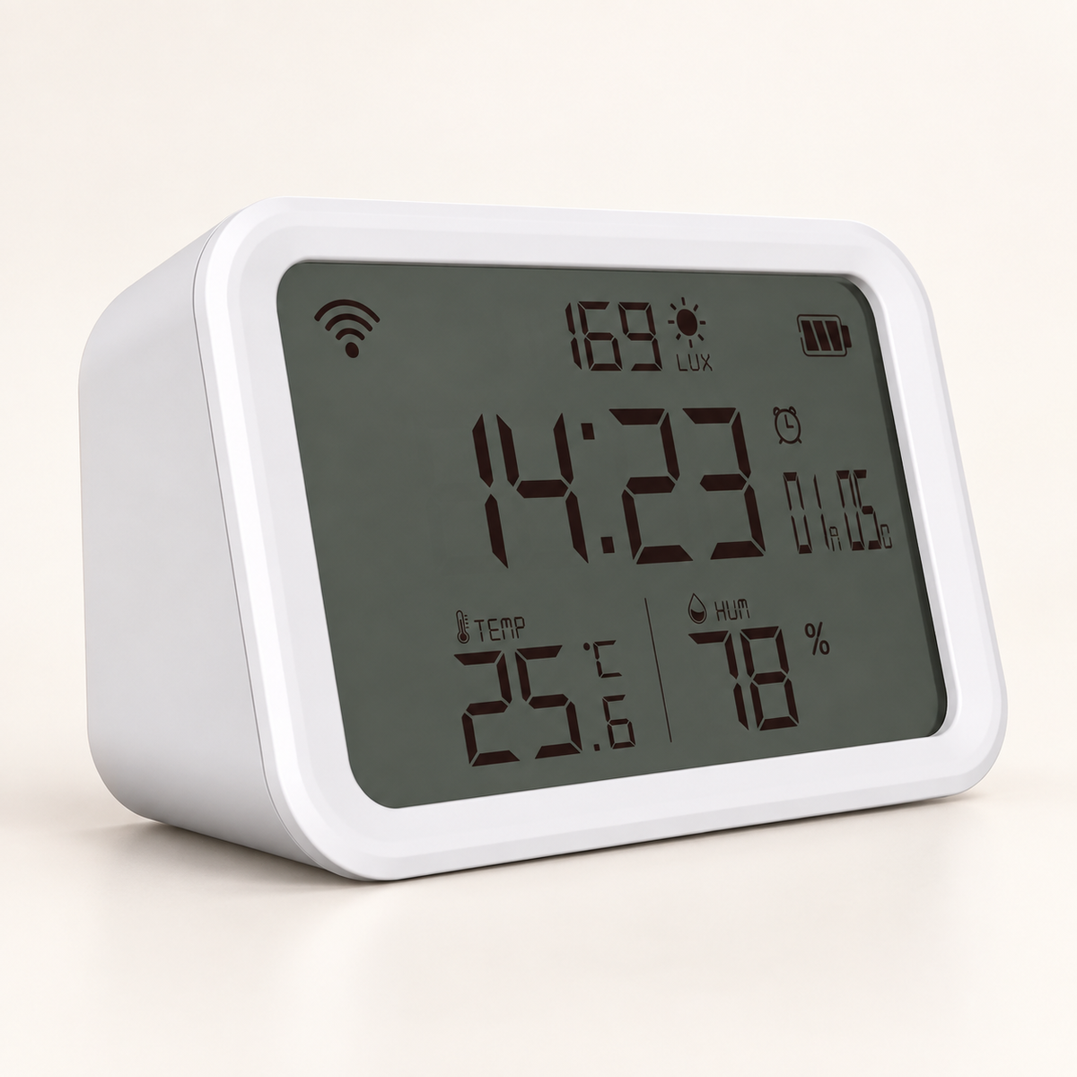 GREY Studio catalog | Porodo Lifestyle 4 in 1 Temperature and Humidity Sensor - White | PD-LSTHSR-WH