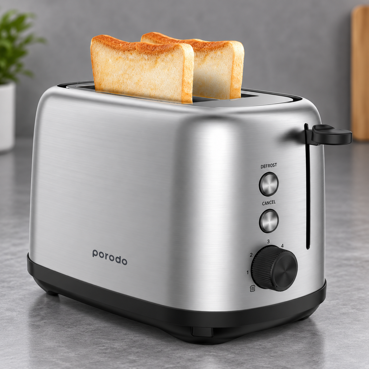 GREY Studio detail | Porodo LifeStyle Golden Brown Toaster with Defrost Function 750W | PD-LSTST-BK