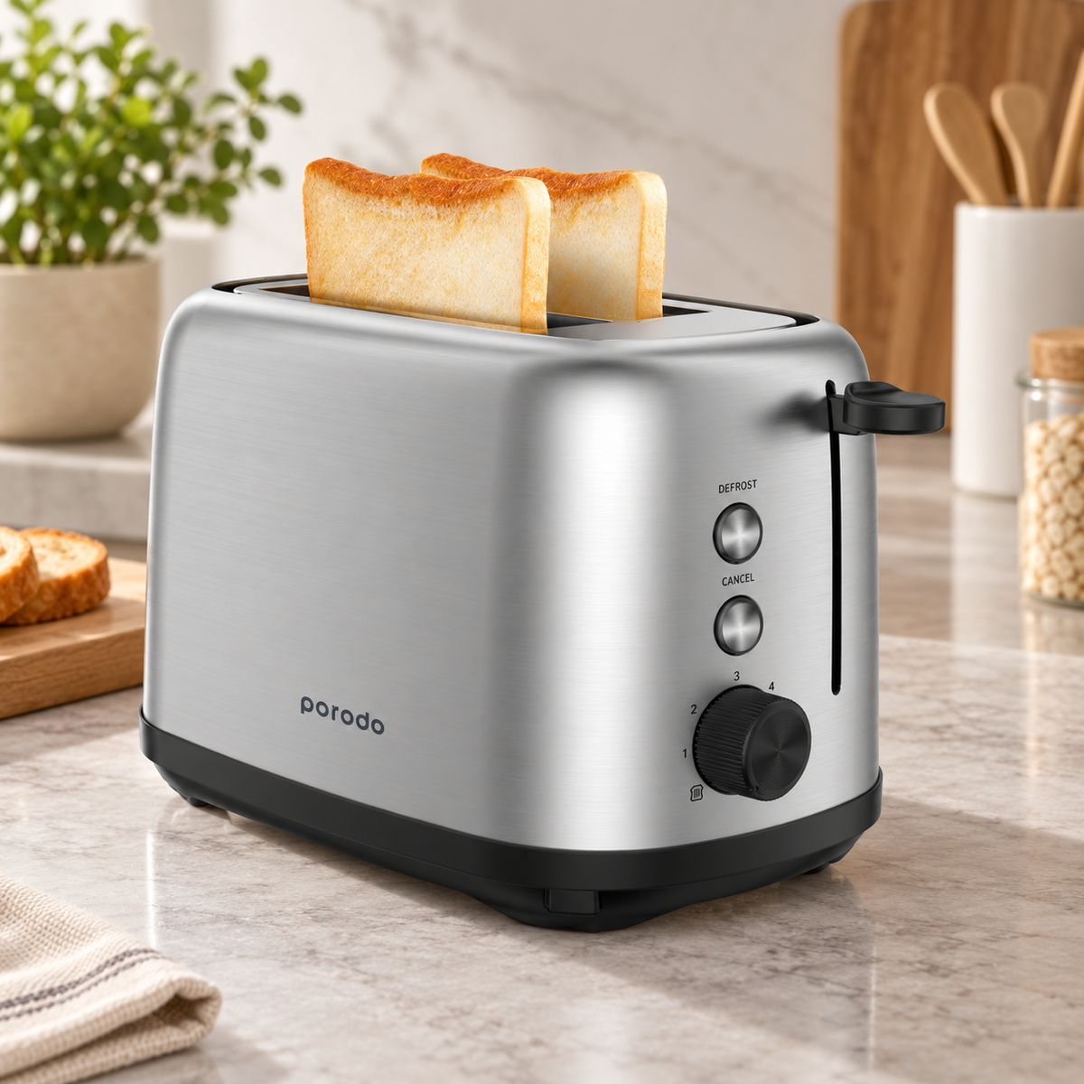 GREY Studio lifestyle | Porodo LifeStyle Golden Brown Toaster with Defrost Function 750W | PD-LSTST-BK