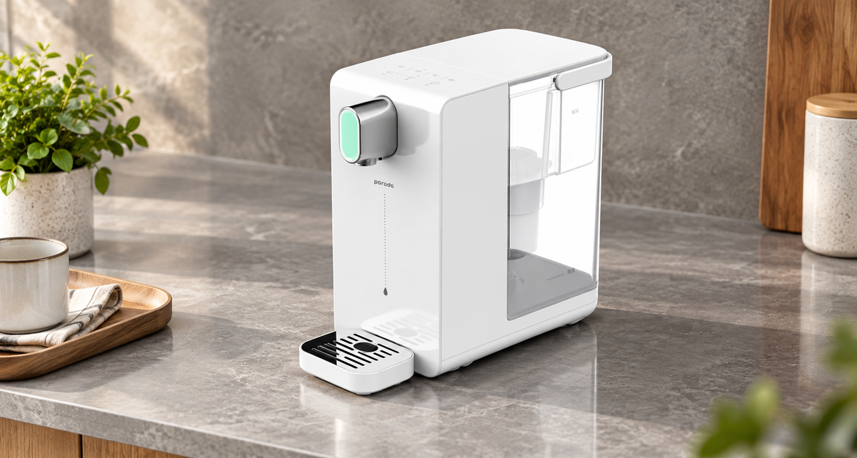 GREY Studio lifestyle | Porodo Lifestyle Instant Hot Water Dispenser With Automatic Ambient Lighting - White | PD-LSWDH-WH