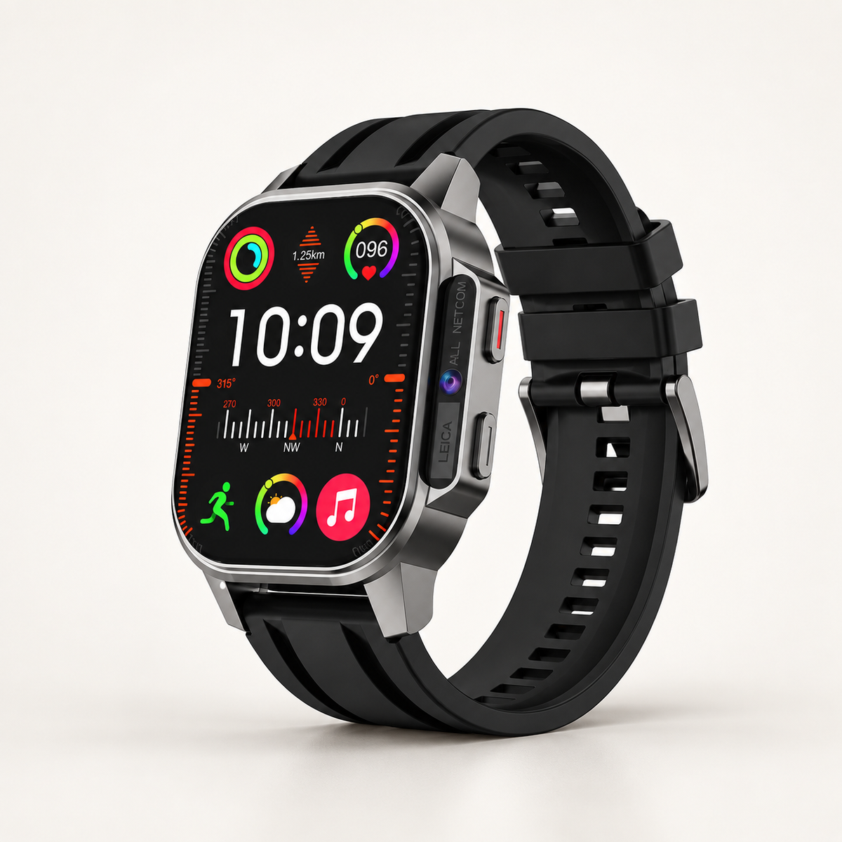 GREY Studio catalog | Porodo Spectre 4G Cellular & Video Smart Watch | PD-SPECTRE-BK