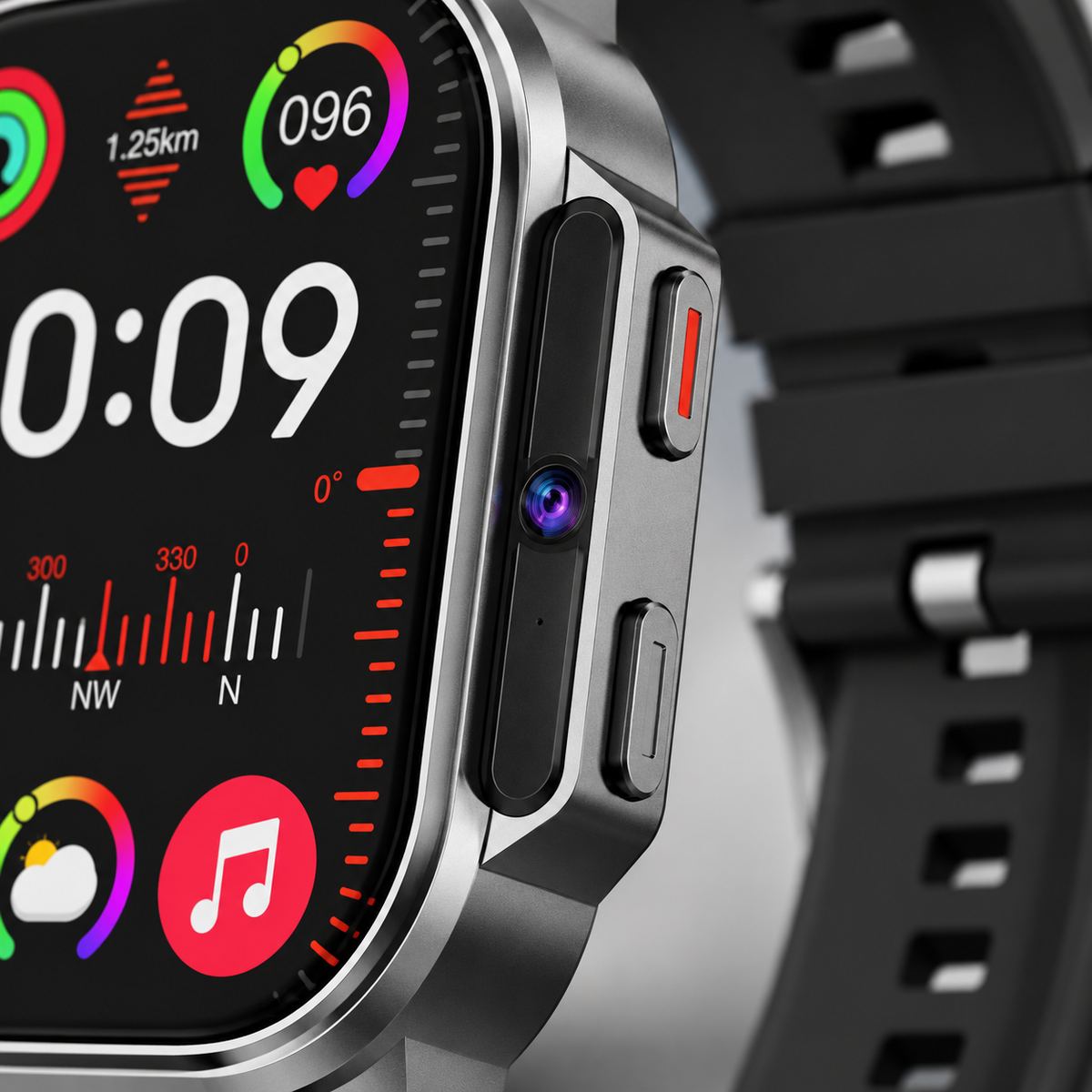 GREY Studio detail | Porodo Spectre 4G Cellular & Video Smart Watch | PD-SPECTRE-BK