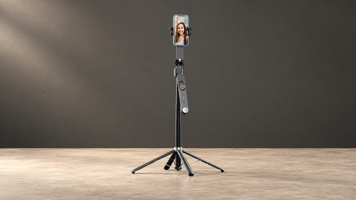 GREY Studio editorial | Porodo Selfie Stick Pro X with 360� AI Tracking - Black | PD-TRSLFT-BK