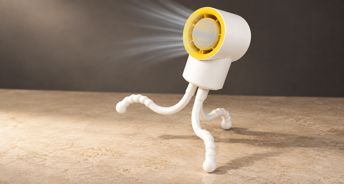 GREY Studio editorial | Porodo Lifestyle Coolflex Mini Handheld Fan - White | PDF35AWH