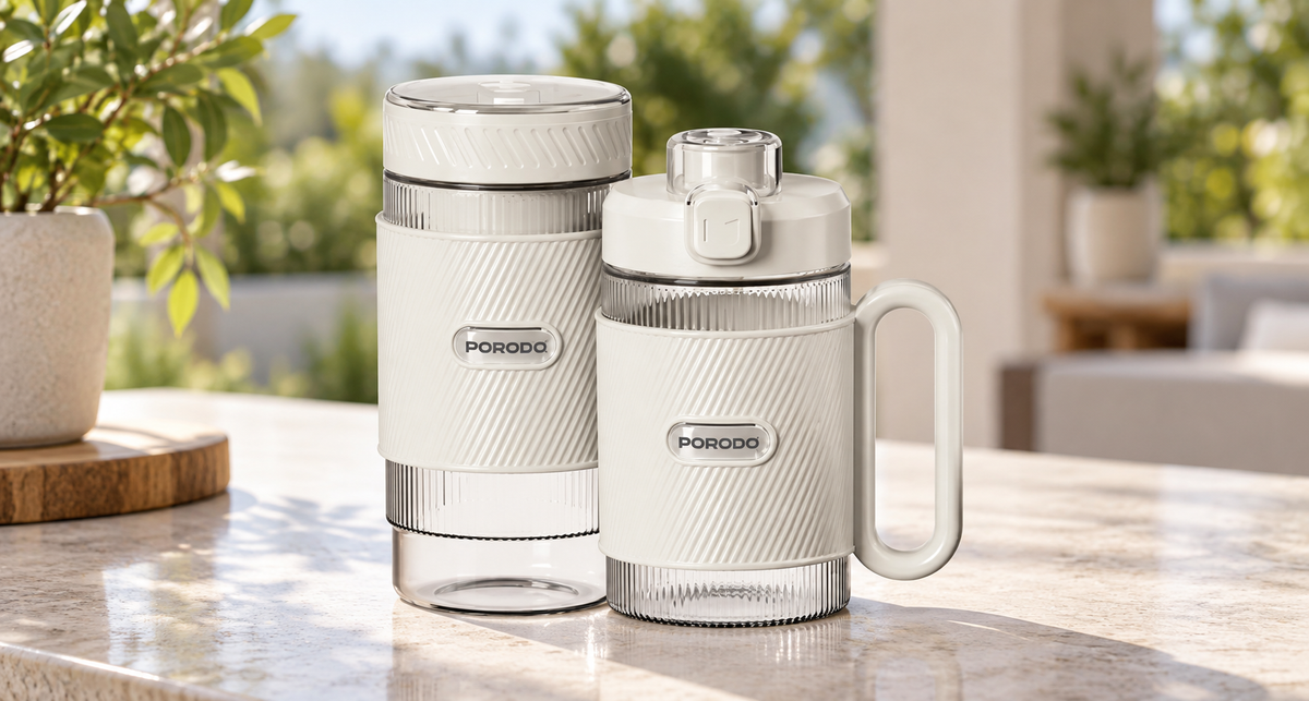 GREY Studio lifestyle | Porodo Lifestyle Portable Dual-Cup Smoothie Blender - White | PDGCZ0710WH
