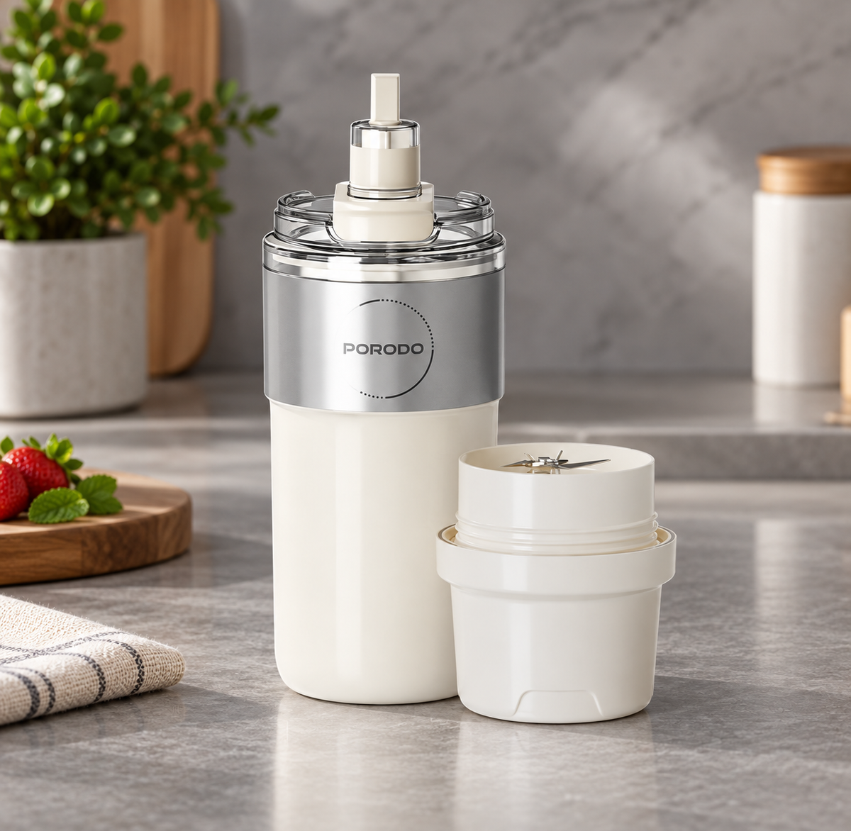 GREY Studio lifestyle | Porodo Lifestyle Vacuum-Insulated Stainless Blender Cup - White | PDGCZK378WH