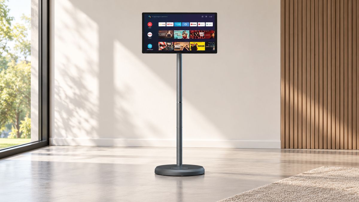 GREY Studio lifestyle | Porodo Surf 21.5" Portable Smart Monitor with 27000mAh Battery Capacity - Gray | PDHSDD03GY