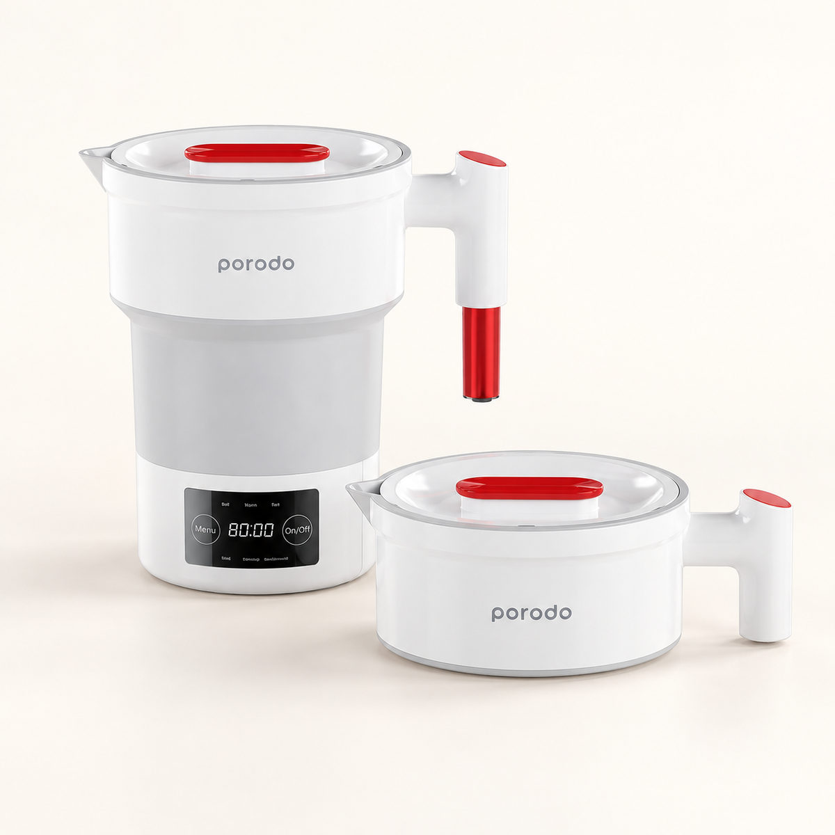 GREY Studio catalog | Porodo Lifestyle Portable Folding Electric Kettle - White | PDKTLD850WWH