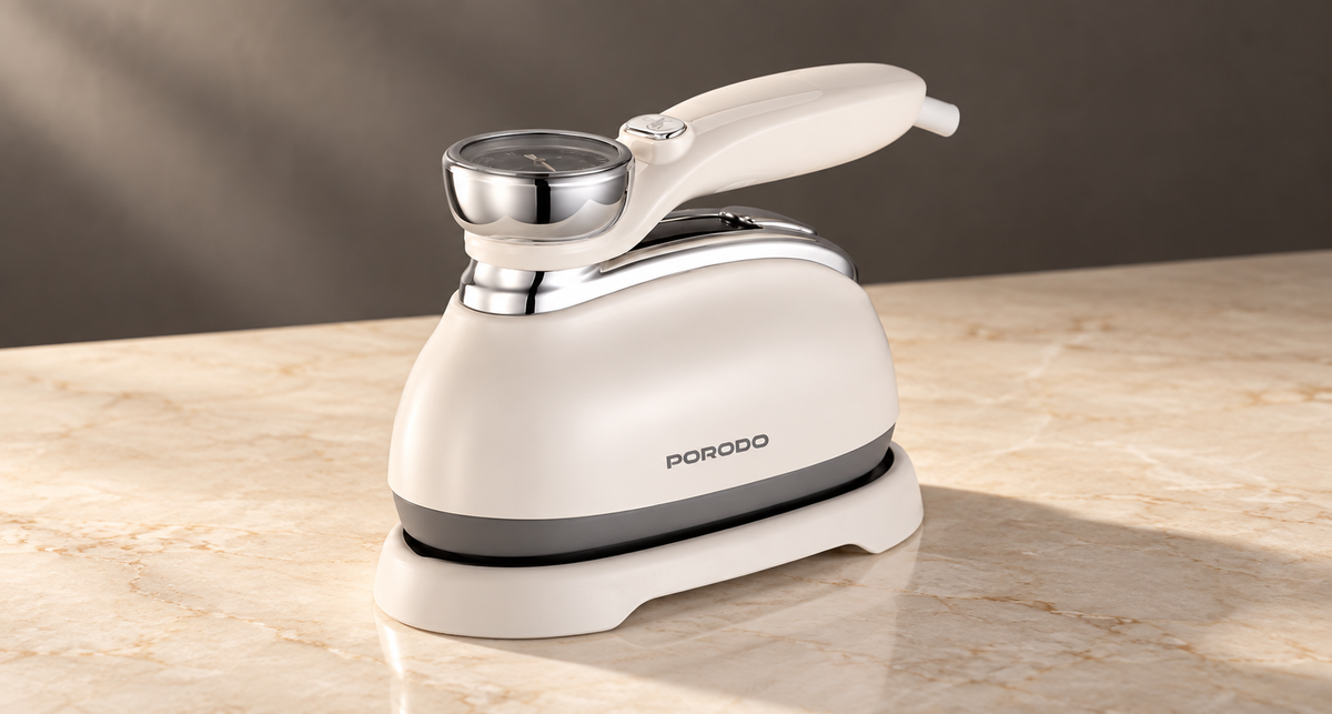 GREY Studio editorial | Porodo Lifestyle Retro Thermometer Steam & Heat Iron - White | PDLFST116WH