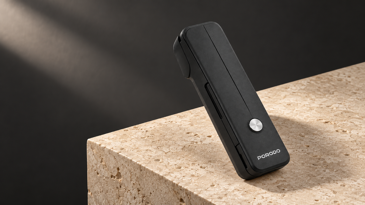GREY Studio editorial | Porodo Lifestyle Ultra-Compact Bluetooth Selfie Stick - Black | PDLFST195BK
