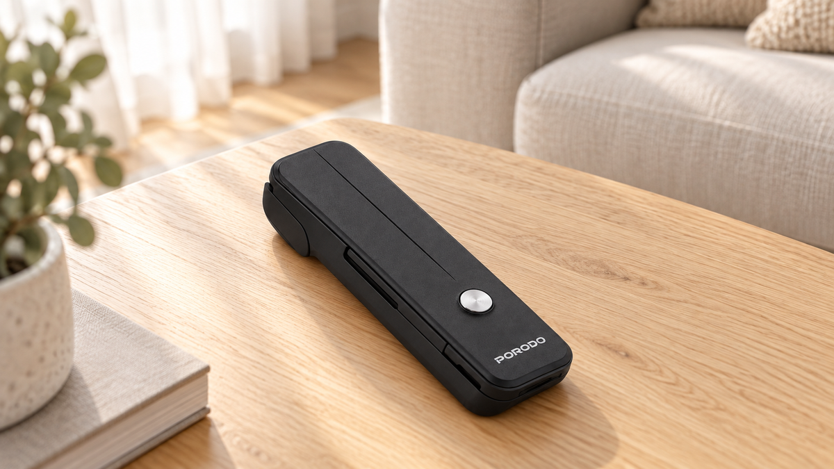 GREY Studio lifestyle | Porodo Lifestyle Ultra-Compact Bluetooth Selfie Stick - Black | PDLFST195BK